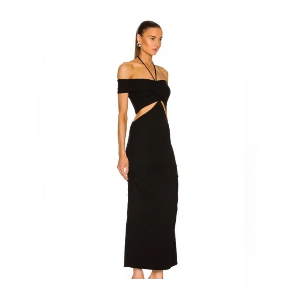 JONATHAN SIMKHAI STANDARD Akane Midi Dress in NAVY Sz M - Picture 2 of 8